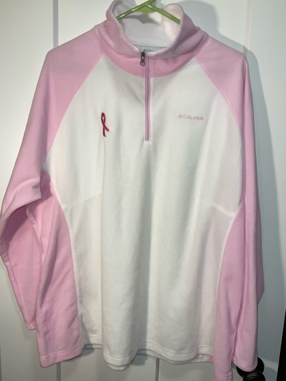 Columbia Pink & White Quarter-Zip Fleece Pullover